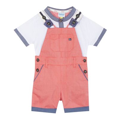 Baker by Ted Baker Baby boys' red textured dungarees and white t-shirt set